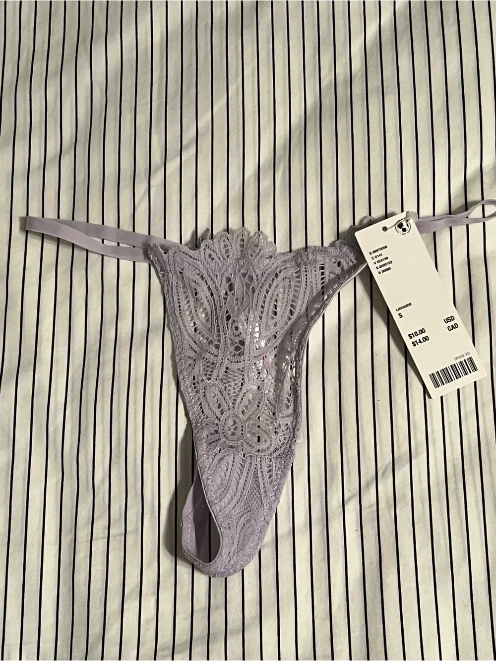NWT Urban Outfitters Lavender Lace Thong with a High Cut Leg, Size S
